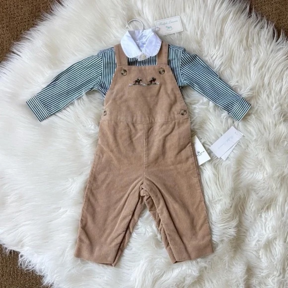 Ralph Lauren Other - Ralph Lauren NWT Poplin Shirt & Corduroy Overall Set Vintage Khaki 9M